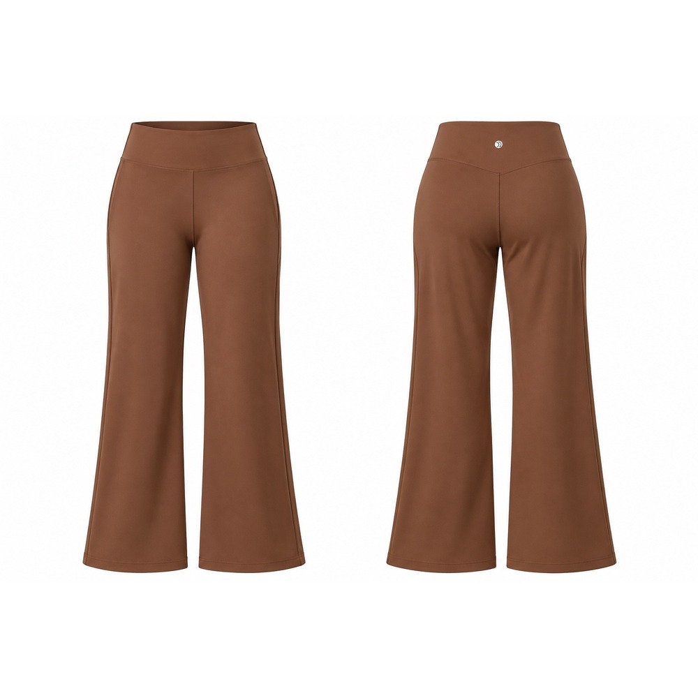 G4free Womens High Waisted Wide Leg Yoga Pants Brown L Athleisure Pilates
